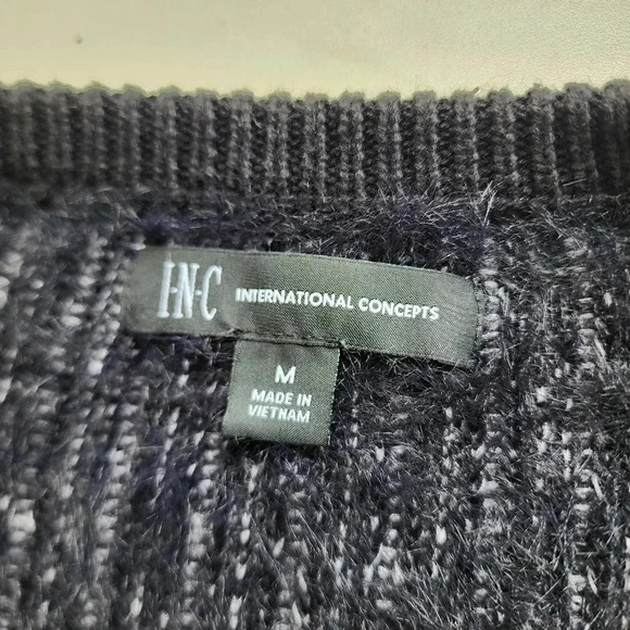 Inc International Concepts Fuzzy Sweater Black Gray Knit Top Soft Women's Sz M - Picture 8 of 12